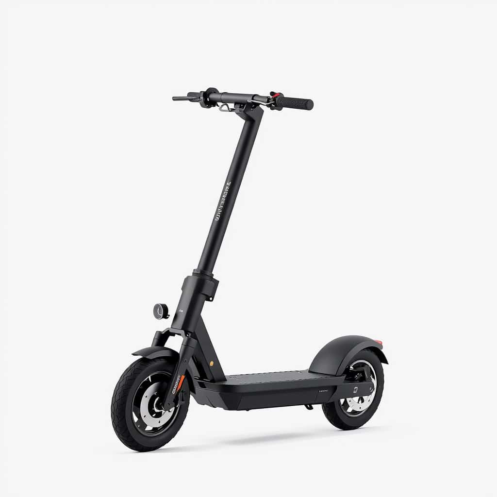 Scooter eléctrico negro para movilidad urbana y transporte personal.