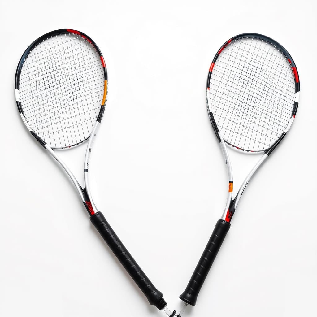 Palas de tenis con diseño deportivo, ideales para jugar en pista de alta calidad.